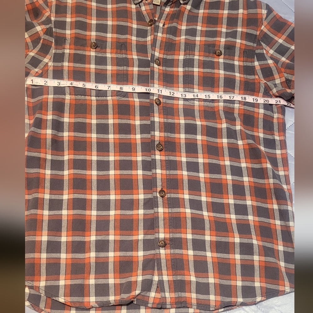 Duluth Trading Co Mens Gray and Orange Plaid/flannel Button Up Shirt. Size MED - Picture 4 of 8